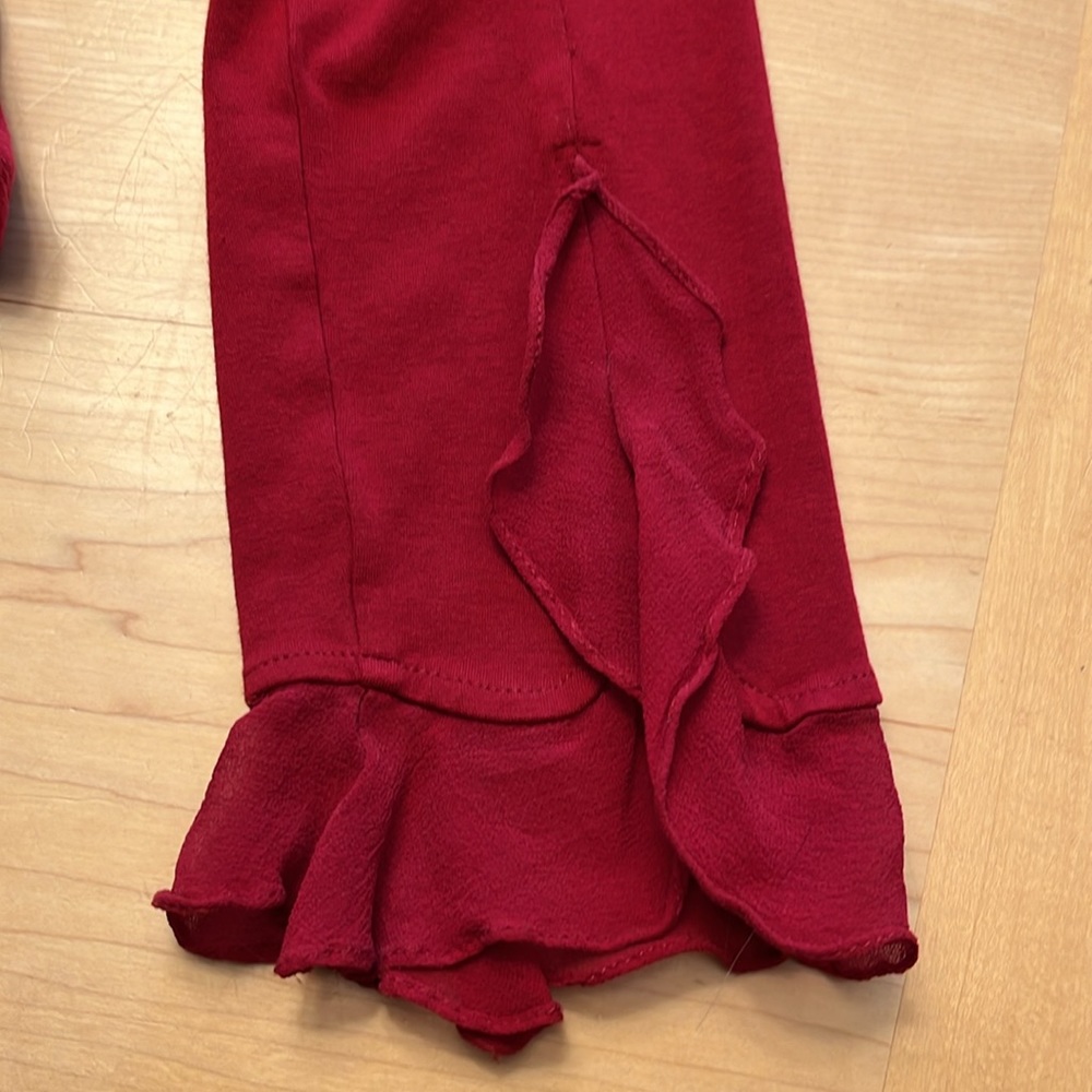 Cache Red Faux Suede Surplice Wrap Top With Ruffl… - image 8